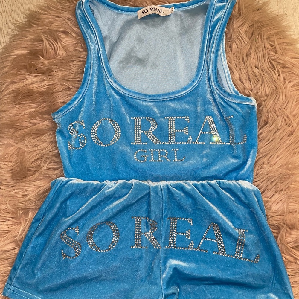 Blue Gsuwoo bling two piece